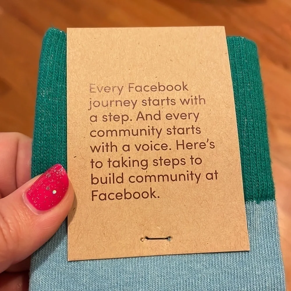 Facebook Employee Unisex Teal and Blue Color block Socks Two Pairs OS NWT